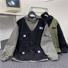 大货工装假两件外套春秋季韩版宽松百搭ins潮连帽港味上衣815-p70，男装工装外套，星座1008-2