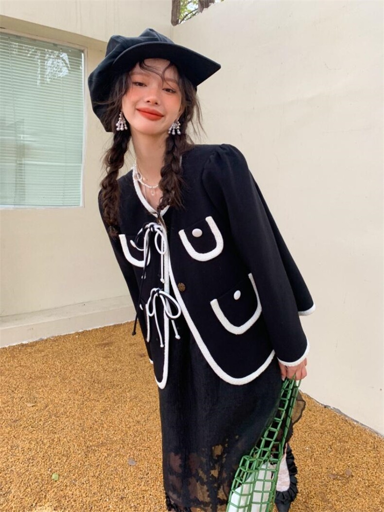 黑色圆领小香外套，其它，YOUER DENG