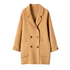 秋冬新款绵羊毛双面呢大衣女韩版时尚宽松羊毛呢外套，女装双面呢大衣，温鑫双面呢