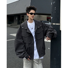 机能风工装外套男春秋休闲美式痞潮牌宽松短装宽松夹克W6519-P67，男装夹克，星座412-2