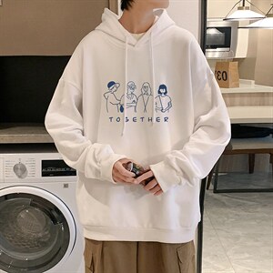 WY2191-P35加绒款-P40纯棉连帽卫衣男大码运动帽衫宽松薄外套男，男装卫衣，电商A040