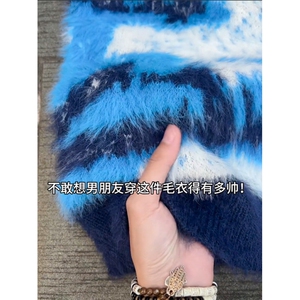 慵懒风软糯马海毛针织衫毛衣男女情侣秋冬宽松外套LMY3588-P63图片