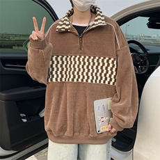 日系复古拼色立领卫衣男潮牌街头宽松情侣外套WY653-P37，女装短外套，星座208-5