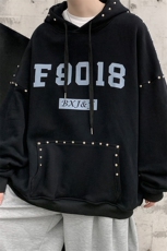 WY319P50限78港风INS学生大码休闲铆钉男士连帽卫衣上衣，男装卫衣，电商A089-1