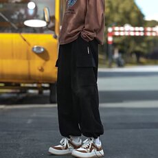 春秋灯芯绒裤子男韩版宽松直筒运动裤大口袋休闲阔脚长裤KA727，男装休闲裤，星座1116A-1（原606A）
