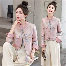 现货重工艺新款新中式春季刺绣提花设计感时尚气质减龄外套，女装短外套，韩美纤衣