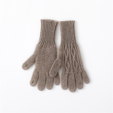 2025年秋季新款连指针织羊绒手套时尚休闲通勤百搭，手套，圣汗羊绒