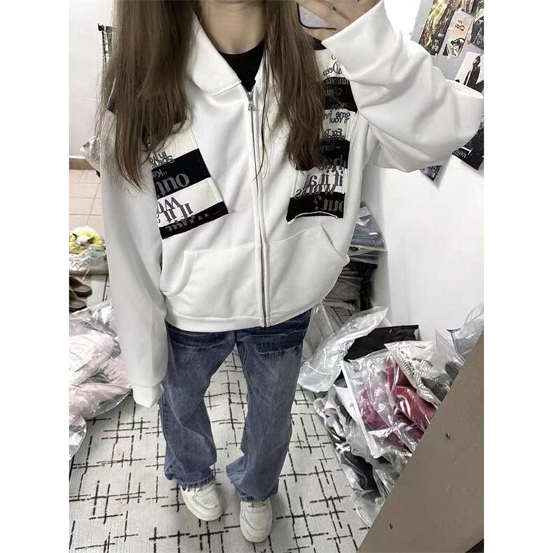 高品质春装新款美式高街潮牌解构设计休闲连帽卫衣男女慵懒风外套,女装短外套,电商A486-1