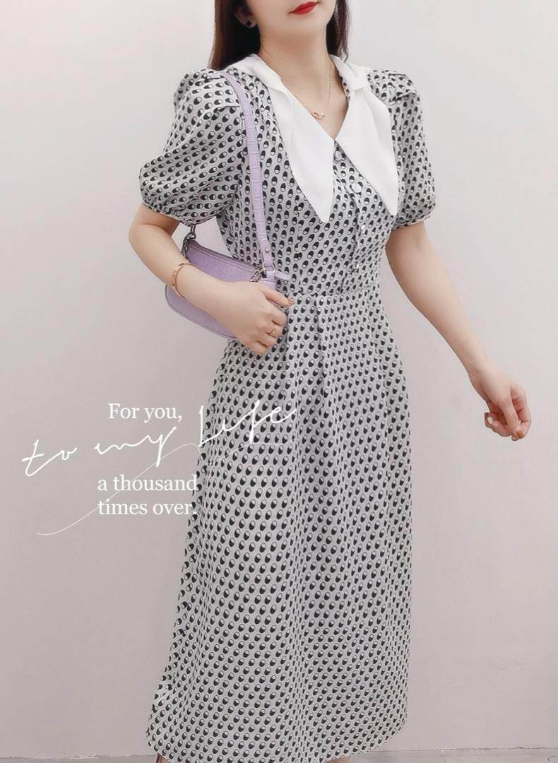 【夏季新款】连衣裙学院风泡泡袖碎花连衣裙，女装连衣裙，笑思源