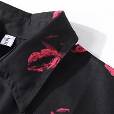 春季口红印花纯棉长袖衬衫潮流衬衣男休闲衬衫外套CS20P45，男装衬衫，电商C323