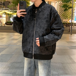 春秋新款皮夹克男宽松复古做旧美式翻领皮衣外套JK02569-P85图片