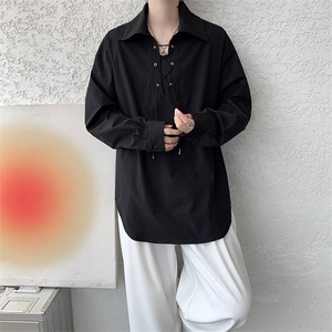 春夏新款小心机深V西装领系带衬衫简约美式时尚衬衫外套 特P38图片