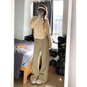 NZI99LL-P58  美式复古卡其色工装牛仔裤男夏季宽松直筒阔腿裤图片