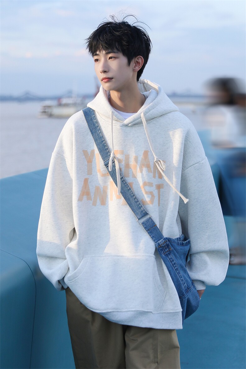 抖音供货、加绒360克现货字母印花连帽卫衣宽松D223A-WY2247-P50,男装卫衣,电商019-1