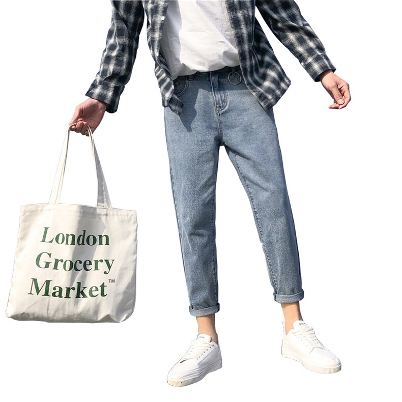 春夏季浅色牛仔裤男士潮牌潮流韩版宽松九分小脚直筒裤子K015-P48,男装牛仔裤,电商A318
