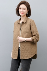 薄款棉衣女2022新款秋冬棉服妈妈薄款冬季棉袄韩系夹棉衬衫，女装棉衣/棉服，忆绮罗