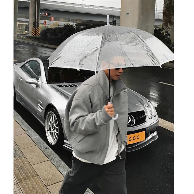 灰色毛呢外套男秋冬高级感痞帅夹棉美式短款立领夹克棉服,男装夹克,星座506A