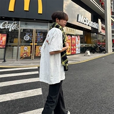 万针全刺绣工艺高品质260克双纱纯棉美式高街短袖T恤特P33，男装T恤，电商A486-1