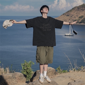 短袖男款夏季潮牌欧美高街做旧T恤美式B225-T9396-P45-X59-现货图片