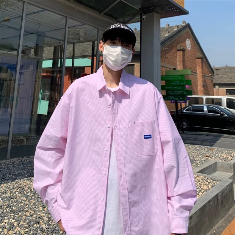 方领长袖百搭潮流新款潮衬衫日系ins原宿简约青春流行夏季男,男装衬衫,星座716-4