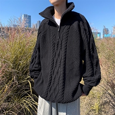 秋冬宽松慵懒针织衫高领麻花毛衣男ins潮流半拉链线衣M1117-P55，男装针织衫/毛衣，星座512-2