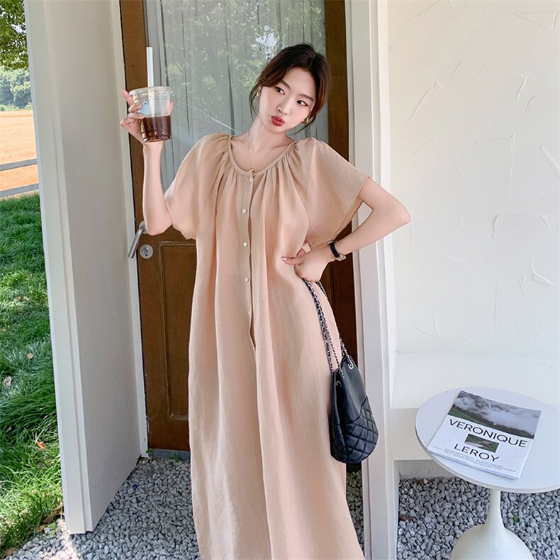夏季韩版泡泡袖皱褶设计连衣裙5091P135K208,女装连衣裙,维壹