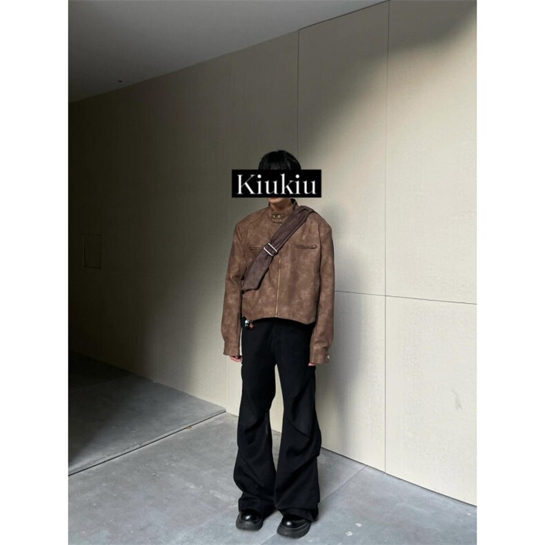 【有货】咖棕色飞行员外套美式复古短款机车服夹克JK8542LL-特P75,男装夹克,星座1007（原301D）