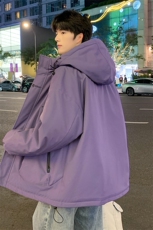 NY745P90港风二开宽松冲锋衣棉衣工装夹克百搭落肩简约上衣外套，男装夹克，星座1204-3
