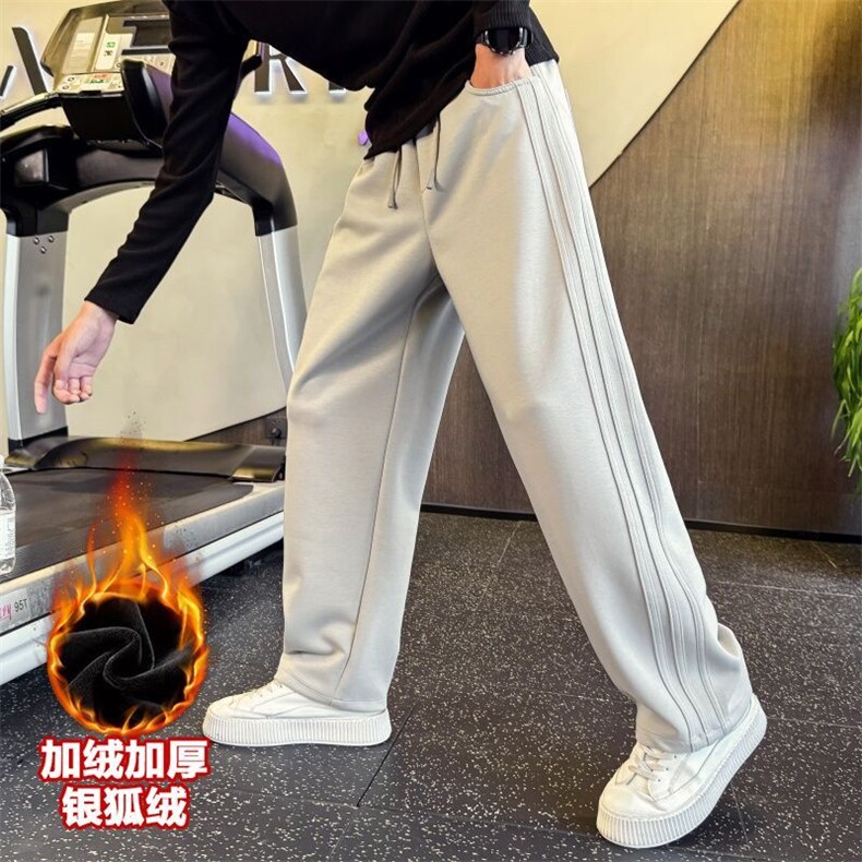 网图加绒加厚运动卫裤新款冬季宽松加厚休闲裤310A-K6025JR-P50，男装休闲裤，四季星座310A