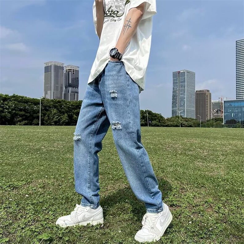 牛仔裤男夏季潮大码休闲裤子高街设计N321P38,男装牛仔裤,星座1116-2