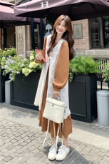 法式复古镂空流苏罩衫套装裙女2025初秋新款气质显瘦连衣裙两件套，女装套装/套裙，2C218