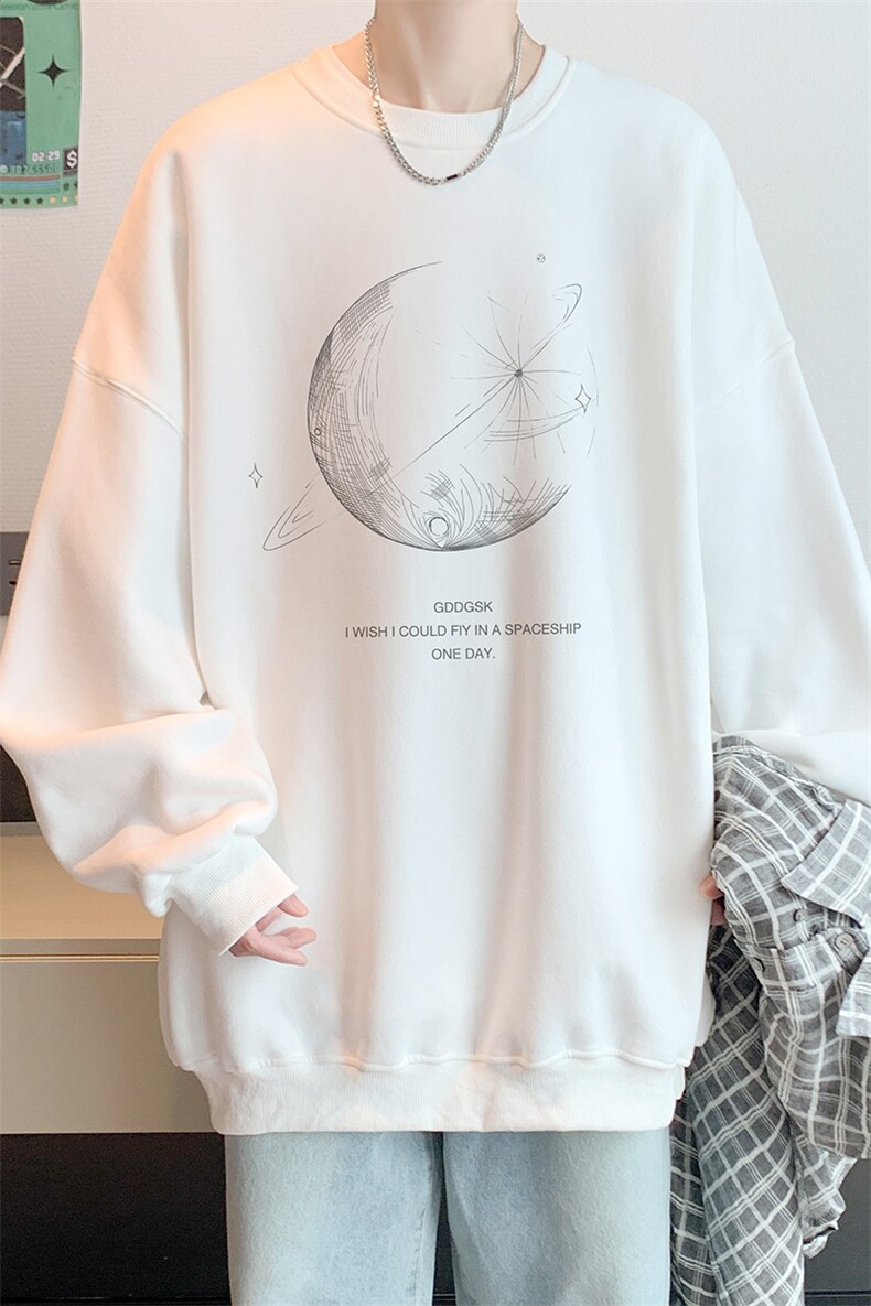 已注册华棉秋冬内景日系大码圆领卫衣男潮宽松WY9381/P35加绒P45,男装卫衣,电商B316