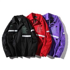 709-F08-P9520秋款潮牌嘻哈情侣外套原宿风反光贴布风衣，男装风衣，星座709