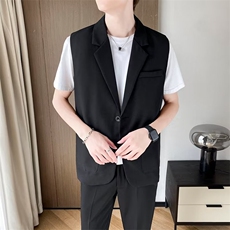 夏季西装马甲男纯色休闲外套高级感无袖背心西装背心J02，男装背心/马甲，星座1116A-2（原606A-1）