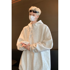 得物二开卫衣重磅华棉光板连帽卫衣B386-DB57-批48，男装卫衣，电商B386