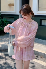 现货主推花色短裤套装防晒长袖-2d075(p150-k210)，女装套装/套裙，2D075
