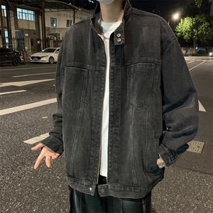复古立领牛仔外套男秋季新款宽松休闲水洗美式上衣夹克潮图片