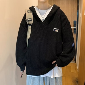 美式街头设计感圆领毛衣男慵懒风休闲针织衫B601P42图片