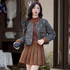 【bao款现货】2025秋装新款纯色幸运四叶草小香风法式套装裙，女装套装/套裙，众宇琦