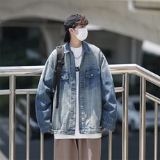 日系复古工装牛仔外套男春秋季宽松休闲ins潮流夹克W5124-P73，男装夹克，星座512-2