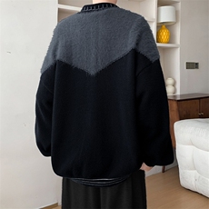 高质量针织开衫毛衣男女韩版拼色2024秋冬ins夹克外套MZ435-P90，男装针织衫/毛衣，星座412-2
