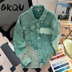 牛仔外套男女秋美式贴布拼接学生宽松显瘦夹克上衣潮HH363P80，男装工装外套，星座1013-5