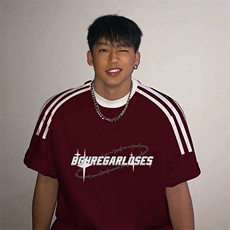 夏季美式高街重磅纯棉三条杠织带撞色男女短袖T恤ZD351-特P30，男装T恤，电商A486