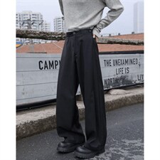 春秋美式高街休闲裤男女垂感阔腿西裤长裤纯色西装裤宽松直筒裤子，男装西服套装，电商A443