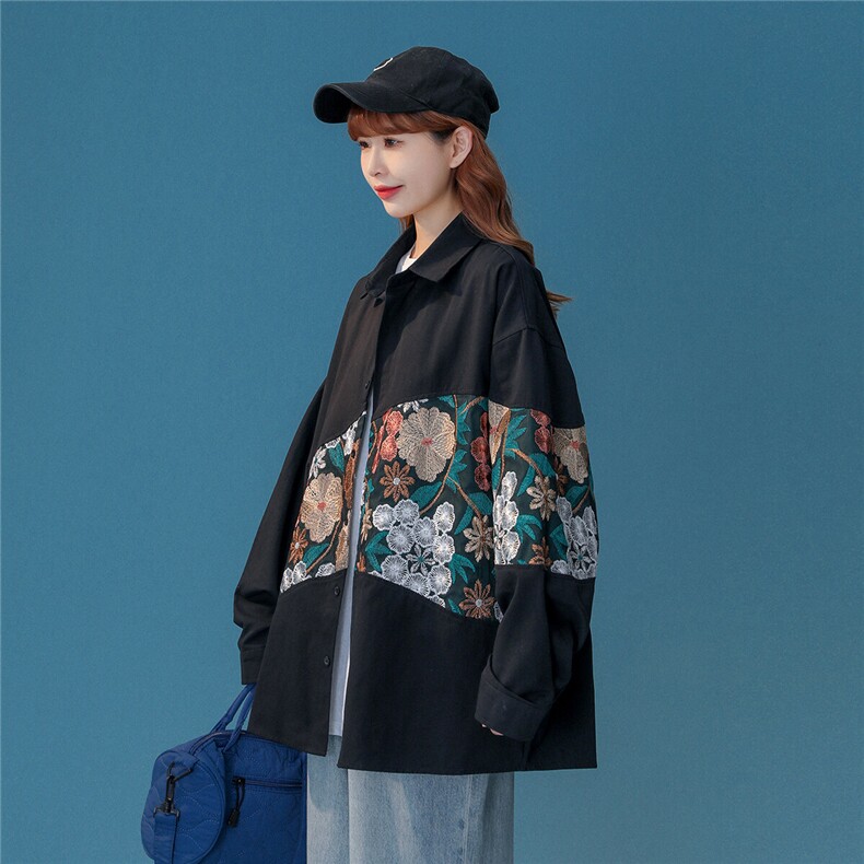 中性风长袖衬衫情侣大码M-5XL中性风刺绣潮长袖衬衫男CS9743P50，男装衬衫，星座227-7