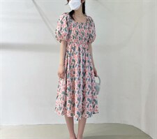 上半身打揽连衣裙，女装连衣裙，Must Bloom绽放