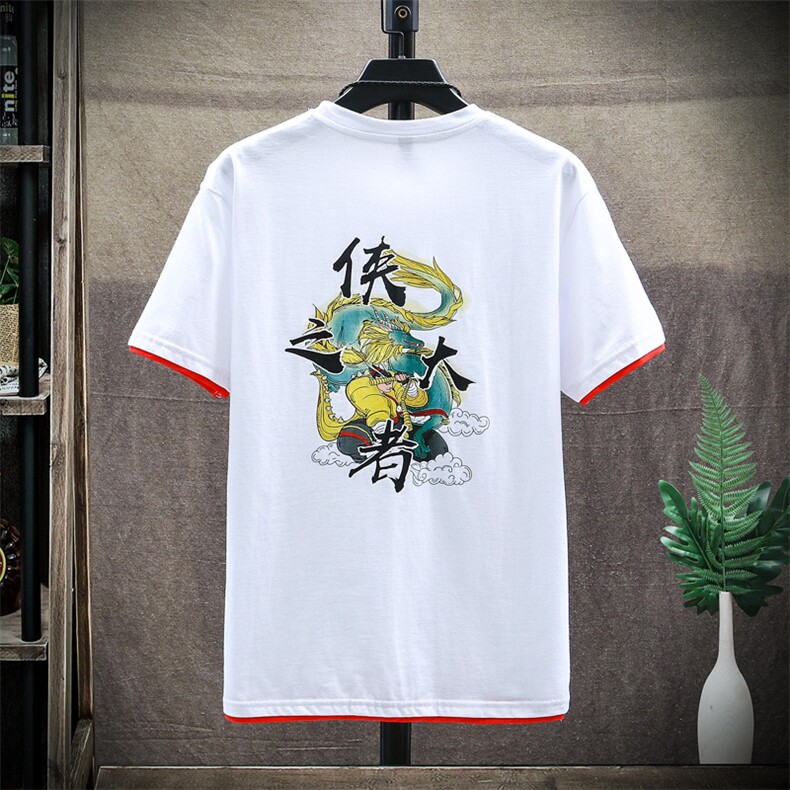 95%棉5%氨纶夏季青少年文字印花圆领短袖男国潮T恤A158-D05，男装T恤，星座310B-3