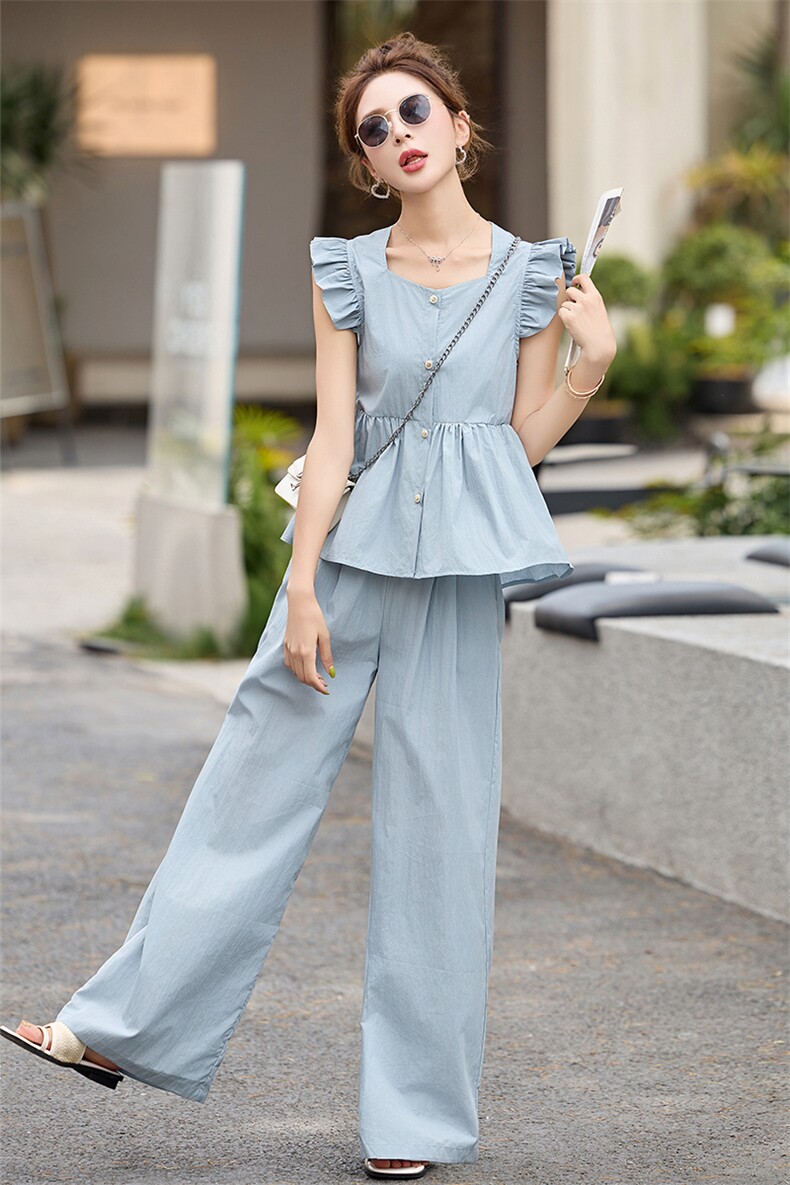阔腿裤套装女2025新款夏洋气时尚时髦气质减龄一整套穿搭两件套,女装套装/套裙,冬木谷雨
