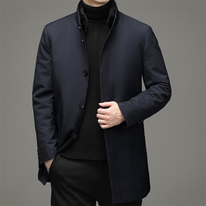 新款中年男可拆卸水貂毛立领商务休闲羽绒服冬季保暖MYYL106-P290图片