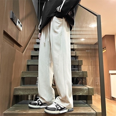 春款港风针织斜纹休闲裤宽松运动裤拖地裤男KP763P42，男装休闲裤，星座1204-3